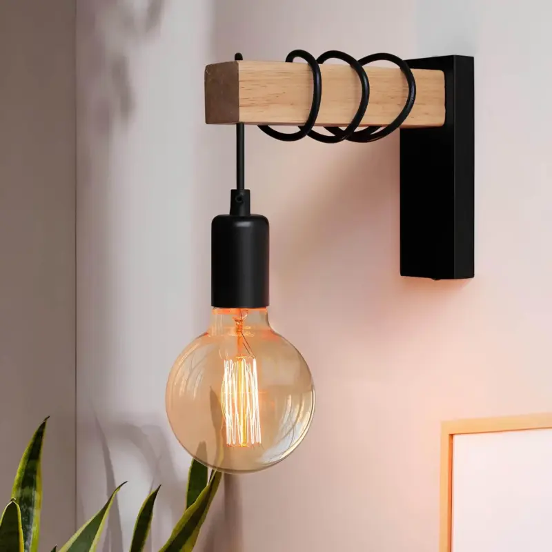 Rusticbeam holz eisen wandlampe rustikale wandleuchte industrial style xlumina3