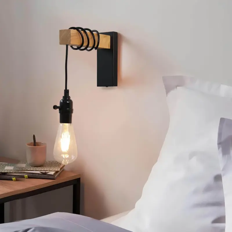 Rusticbeam holz eisen wandlampe rustikale wandleuchte industrial style xlumina5