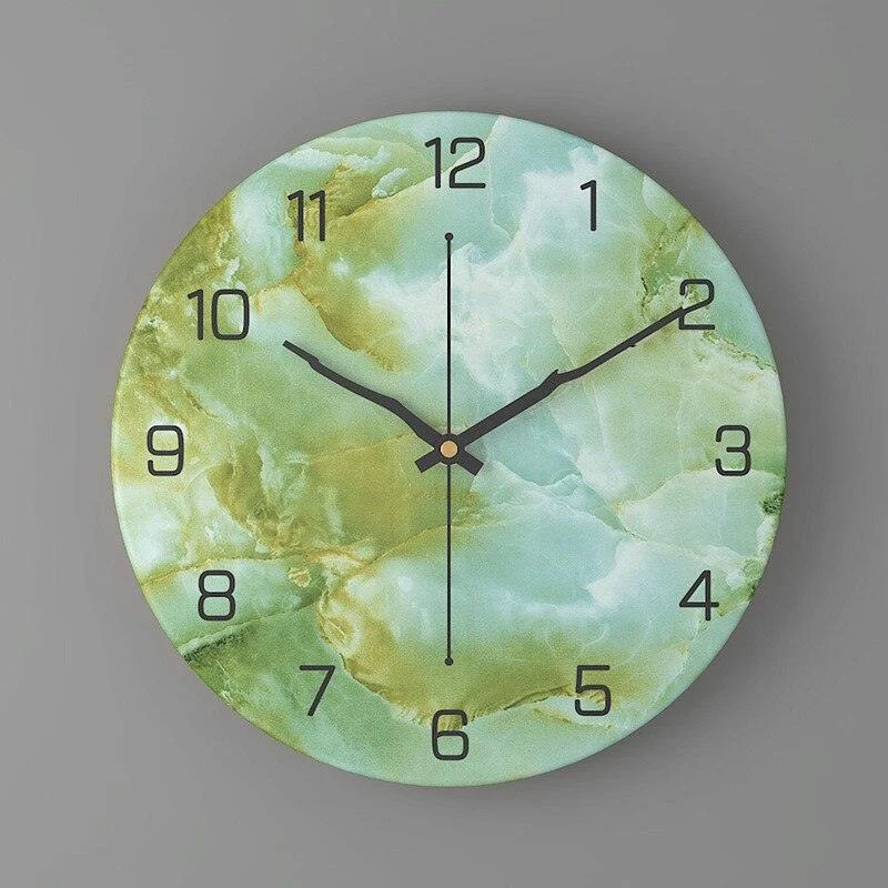 Snlhnordic Mode Klok Muur Home Decor Marmeren Textuur Metalen Woonkamer Ronde 12inch Horloge Reloj De Pared