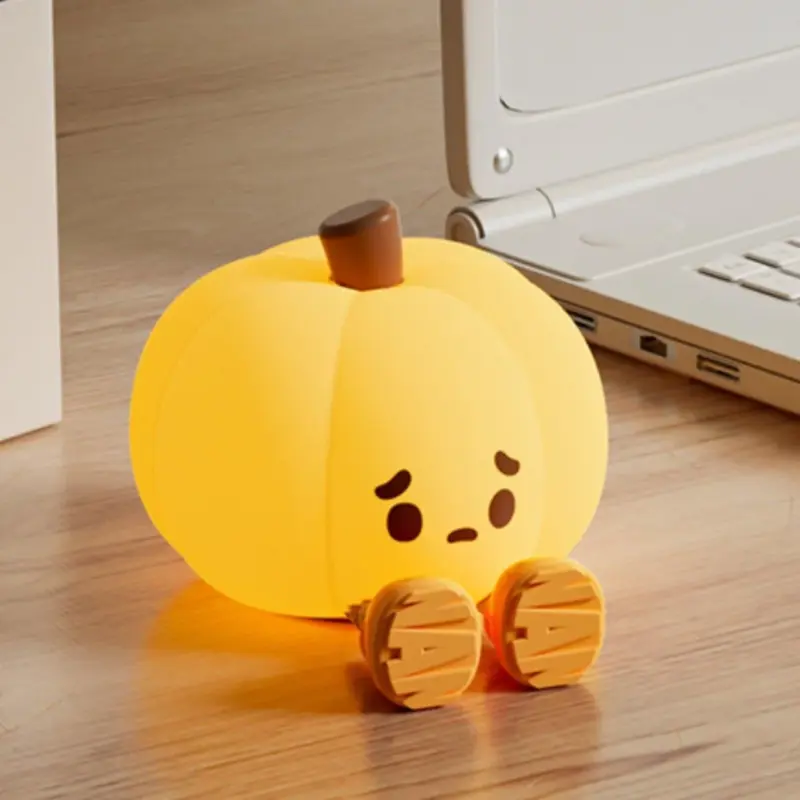 Sad halloween pumpkin night lamp patchandbagel