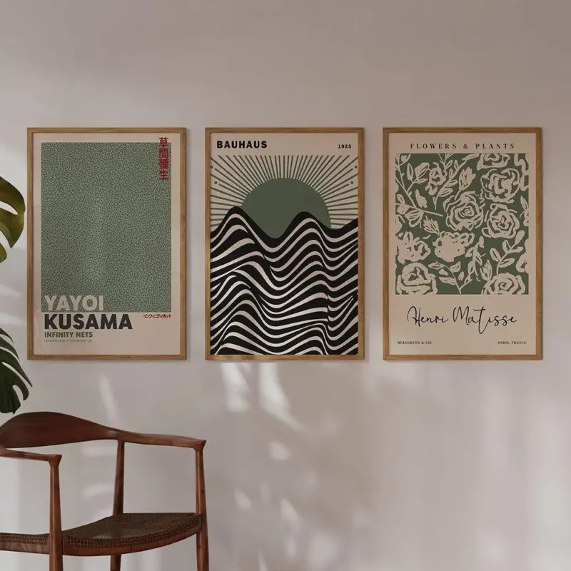 Sage green matisse yayoi kusama exhibition posters