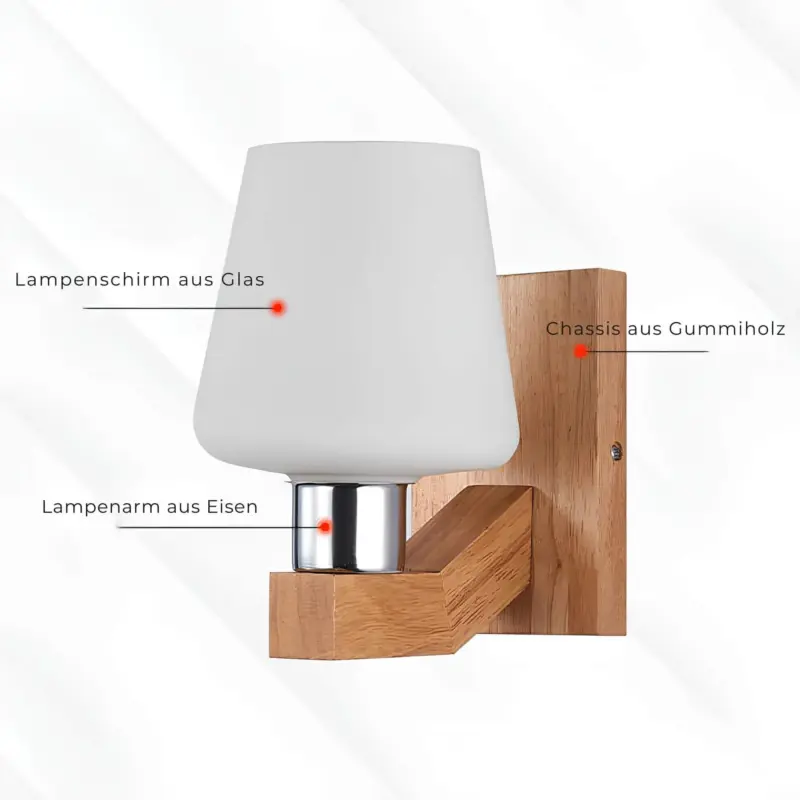 Scandilicht moderne glas holz wandlampe naturholz klar matt glas e27 wandleuchte xlumina5
