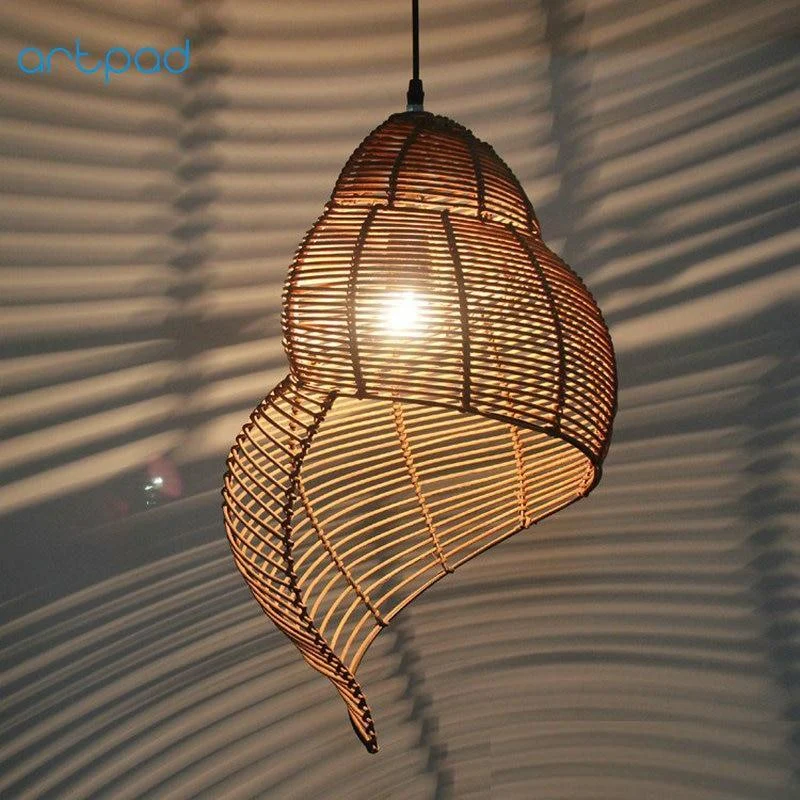 Sea Shell Snail Bamboo 98 To 13 Wide Led Pendant Lamp Shade 547227