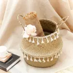 Seagrass storage basket with handles