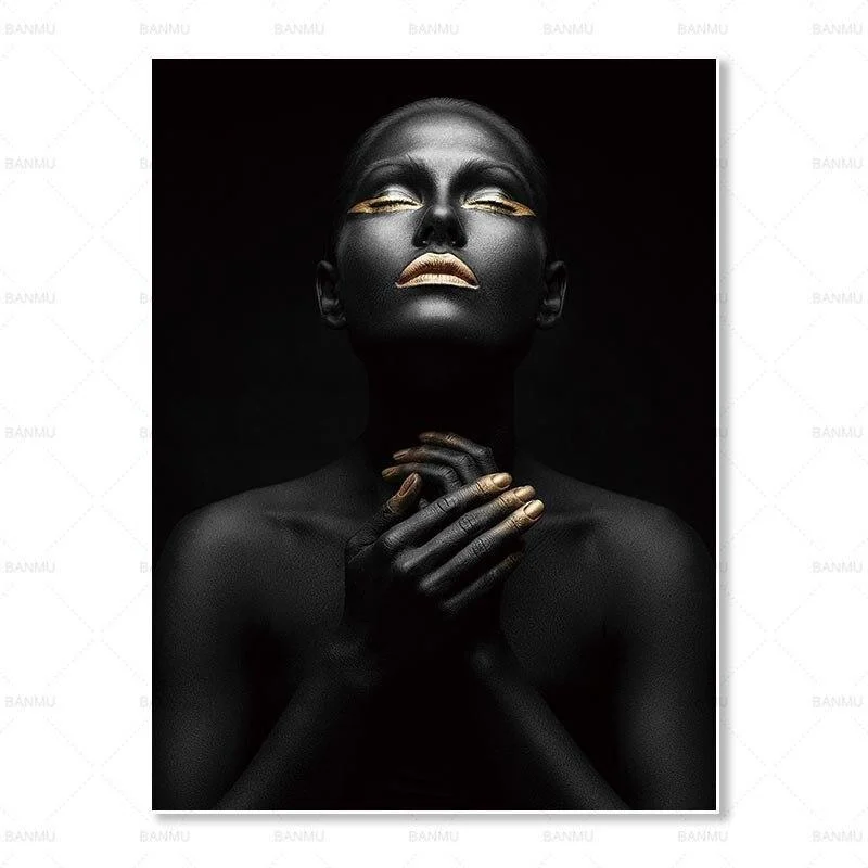 Senses African Abstract Gold Black Canvas Unframed Poster 553657