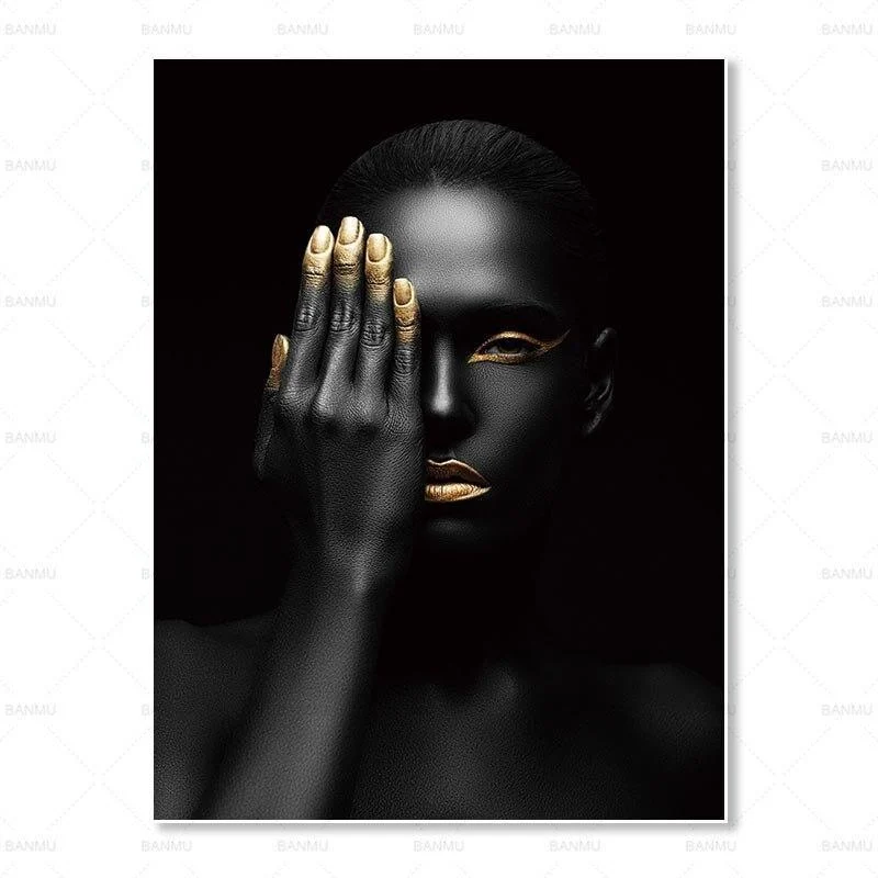 Senses African Abstract Gold Black Canvas Unframed Poster 658078