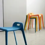 Set of four colourful modern kitchen dining chairs