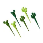 Set of six green cactus dessert forks