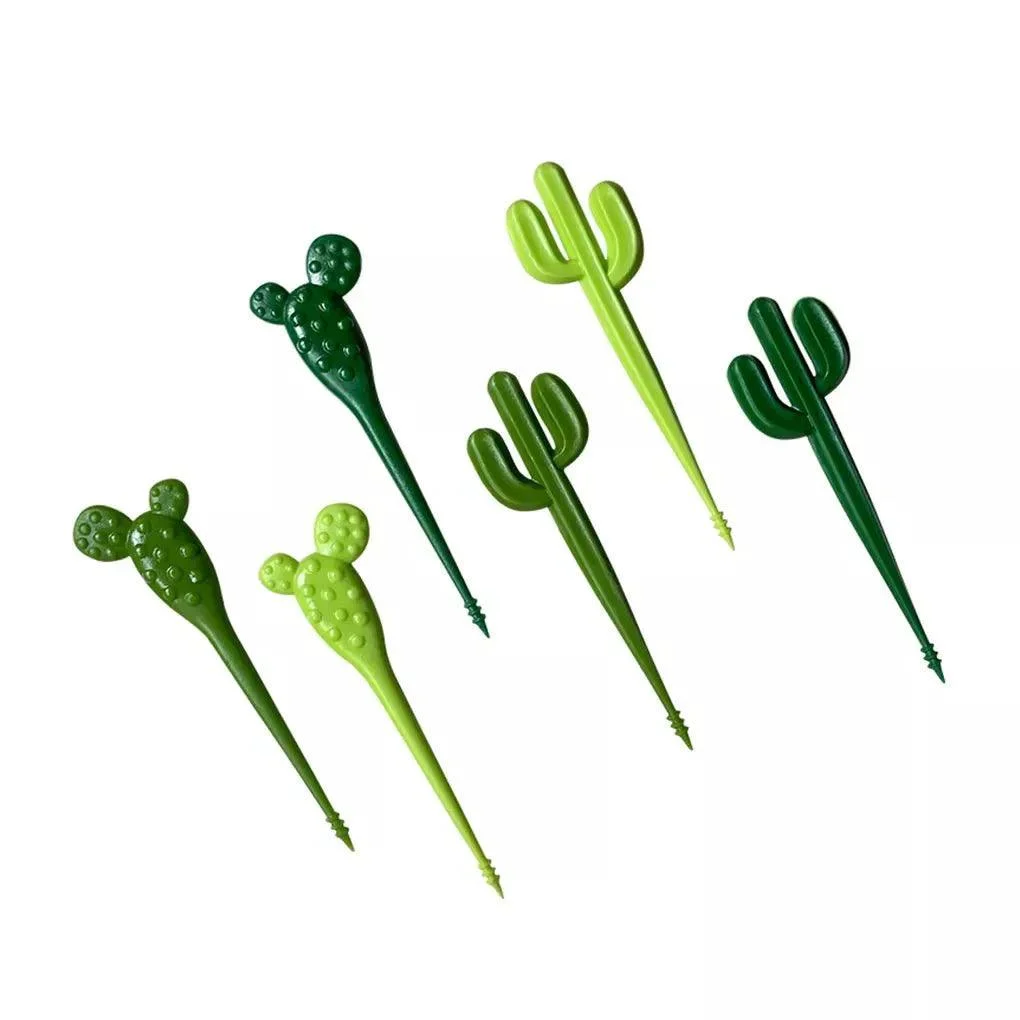 Set Of Six Green Cactus Dessert Forks 221146