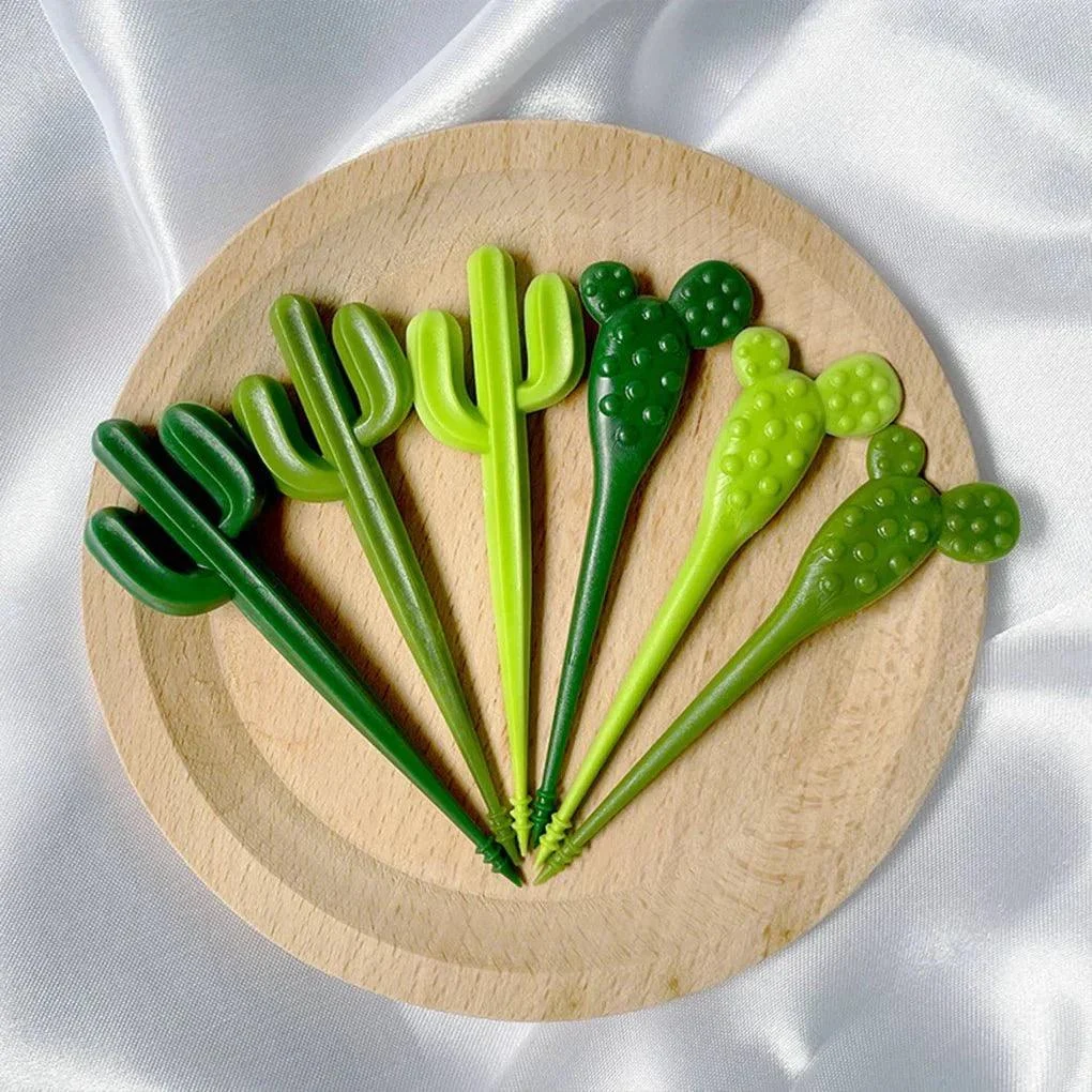 Set Of Six Green Cactus Dessert Forks 409895