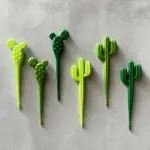 Set of six green cactus dessert forks