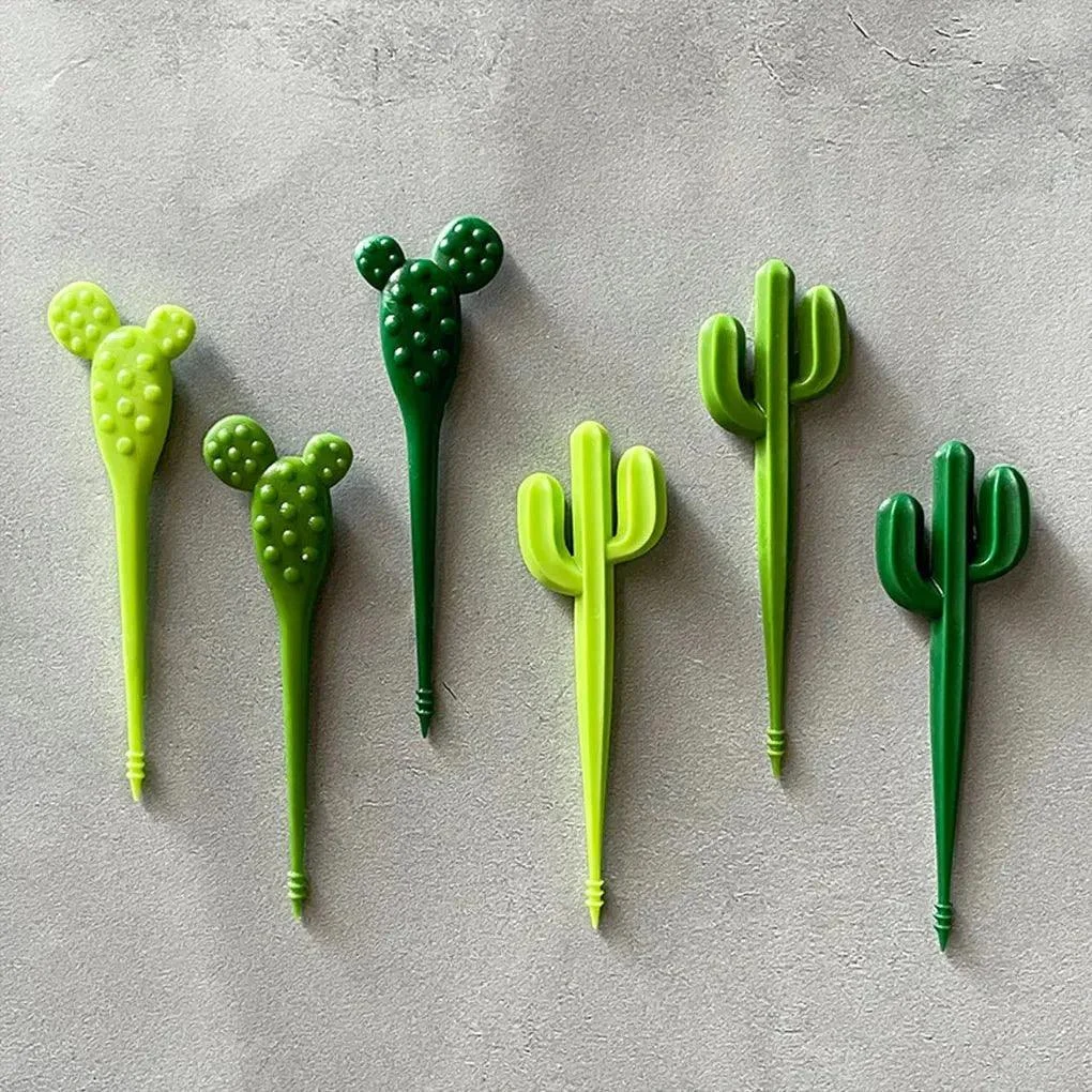 Set Of Six Green Cactus Dessert Forks 614843