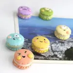 Set of six pastel macaron shaped fridge magnets