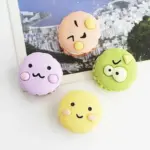 Set of six pastel macaron shaped fridge magnets