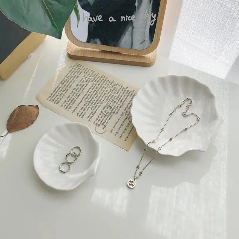 Shell Shaped White Ceramic Jewellery Tray 474504