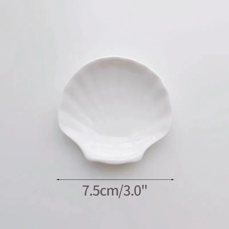 Shell Shaped White Ceramic Jewellery Tray 976754