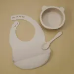 Silicone bear tableware and bibchildrensliving simply house