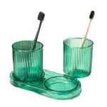 Simple bathroom toothbrush mug tray