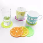 Six piece colourful fruit shape coasters