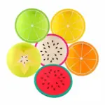 Six piece colourful fruit shape coasters