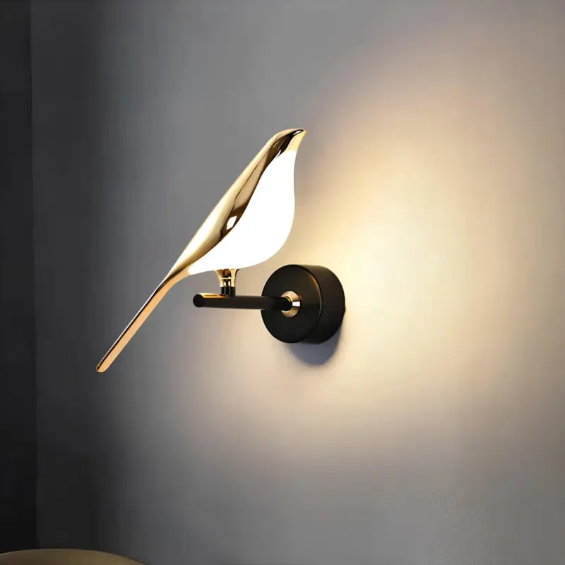 Skandinavische led vogel wandlampe 5W holz warmweiss modernes design xLumina