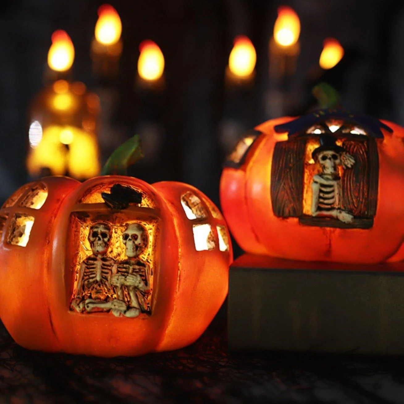 Skeletons In Pumpkin Halloween Decor Patchandbagel 100587