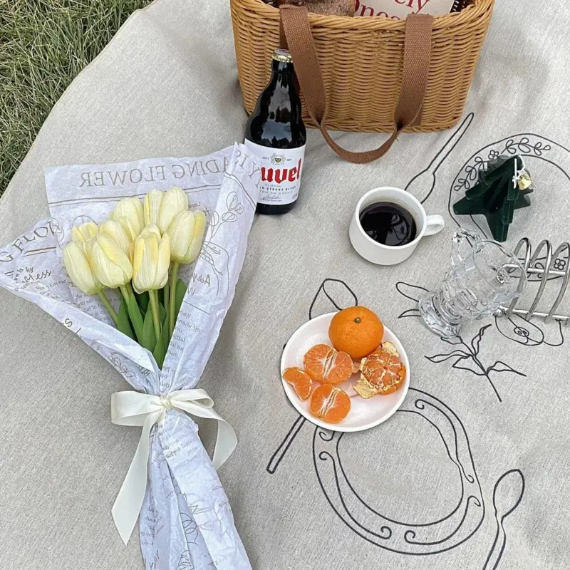 Sketch design linen tablecloth