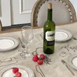 Sketch design linen tablecloth