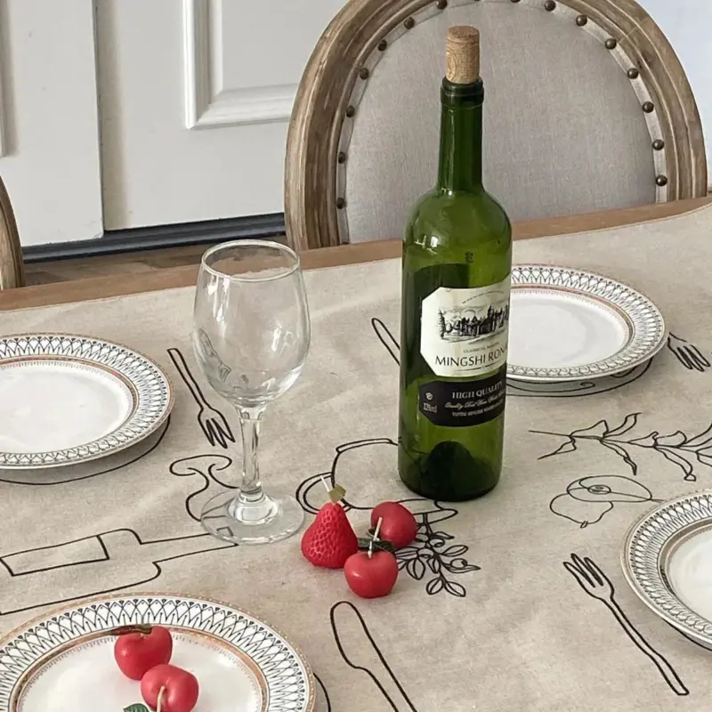 Sketch design linen tablecloth