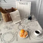 Sketch design linen tablecloth