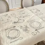 Sketch design linen tablecloth
