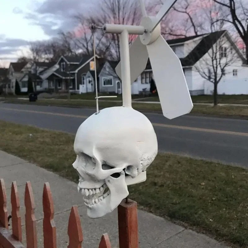 Skull Windmill Halloween Skull Whirligig Wind Spinner Outdoor Decoration 238898