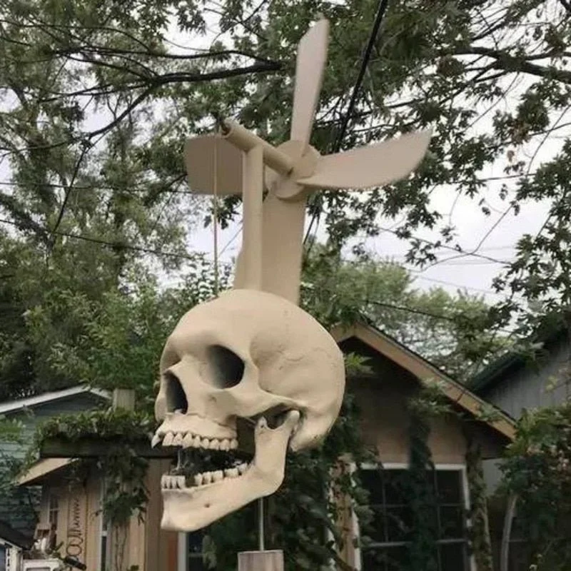 Skull Windmill Halloween Skull Whirligig Wind Spinner Outdoor Decoration 996599