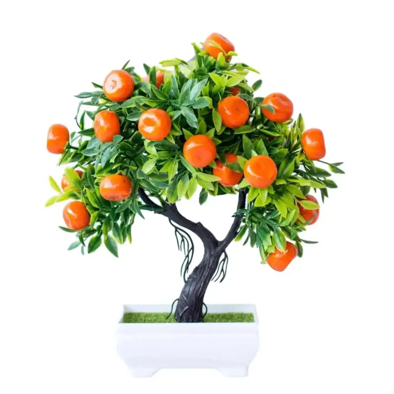 Small artificial potted bonsai fruit tree