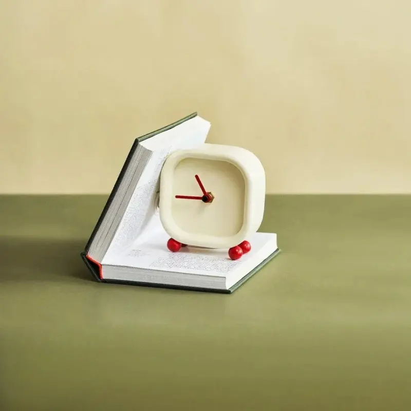 Small minimalist cream desktop clock