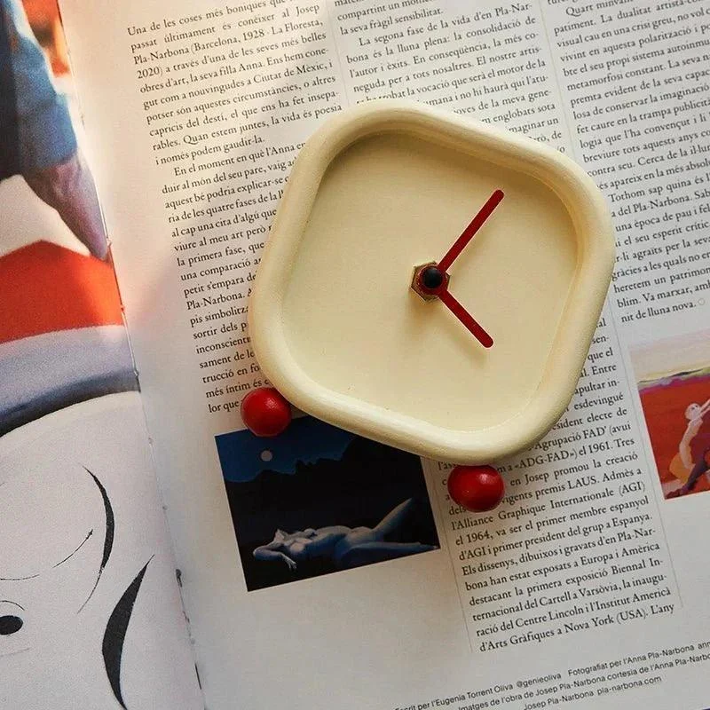 Small Minimalist Cream Desktop Clock 289117