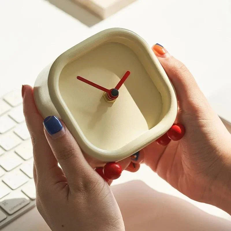 Small Minimalist Cream Desktop Clock 363888