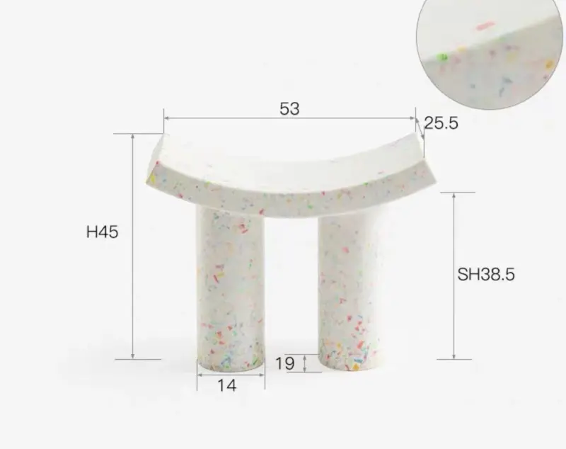 Small plastic minimalist long stool