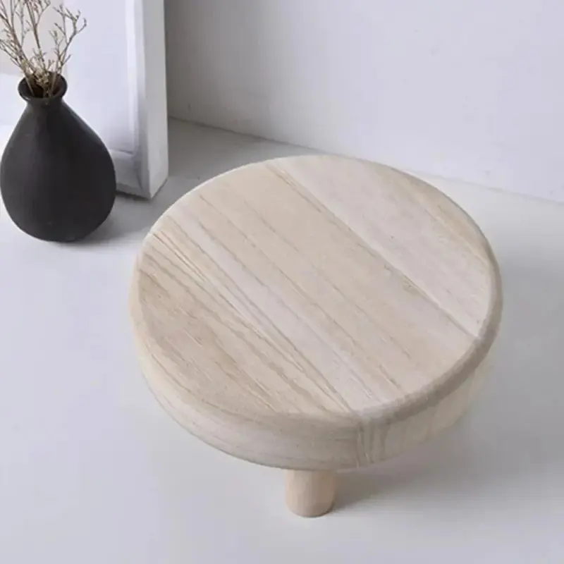 Small round wooden flower pot stand