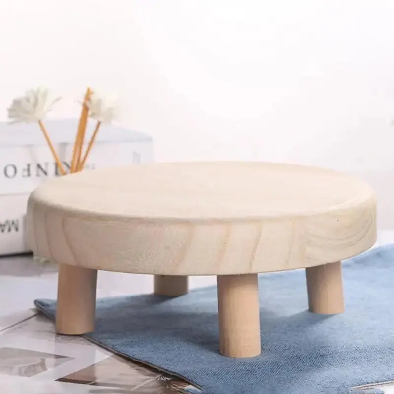 Small round wooden flower pot stand