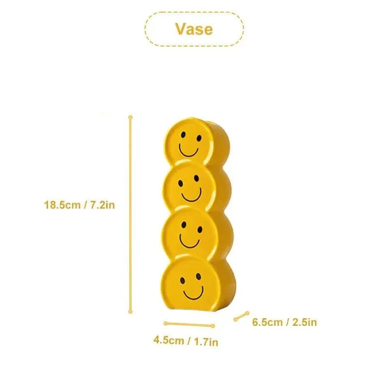 Smiling Faces Ceramic Vase With Artificial Flowers 340148