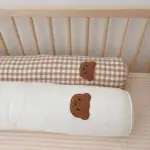 Soft embroidered teddy bear pillow