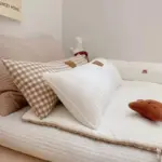 Soft embroidered teddy bear pillow