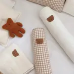 Soft embroidered teddy bear pillow