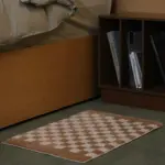 Soft fluffy checked pattern bathroom rug