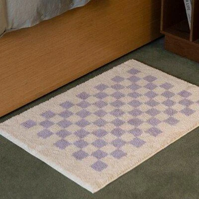 Soft Fluffy Checked Pattern Bathroom Rug 592155