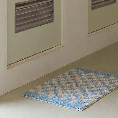 Soft Fluffy Checked Pattern Bathroom Rug 648200