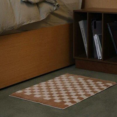 Soft Fluffy Checked Pattern Bathroom Rug 690076