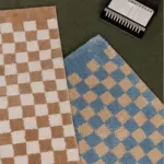 Soft fluffy checked pattern bathroom rug