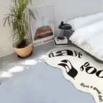Soft fur have a good day floor rugs